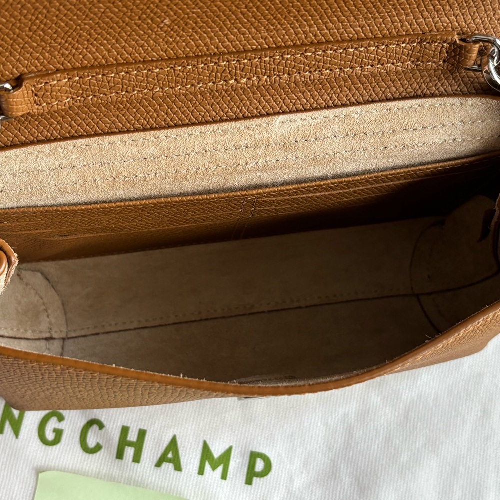 Longchamp Roseau Flap Leather Chain Crossbody Clutch Bag Excellent & Authentic - Picture 9 of 16